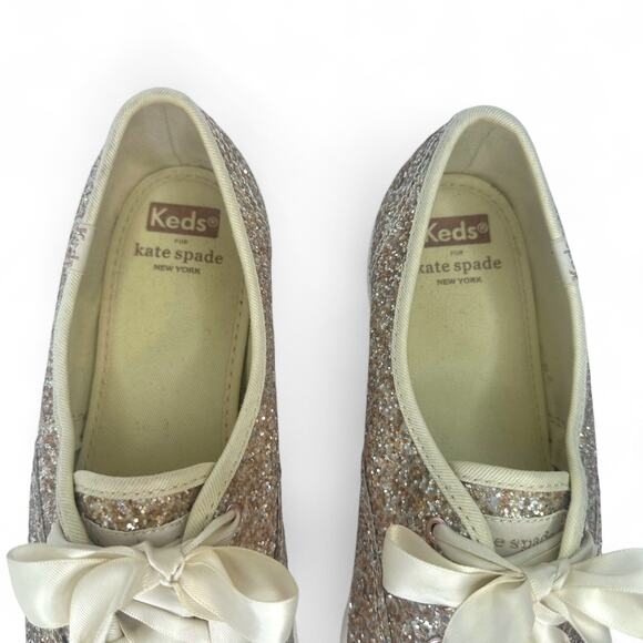 Keds X Kate Spade New York Women's Champion Glitter Sneakers 9 Champagne Gold - Picture 8 of 14